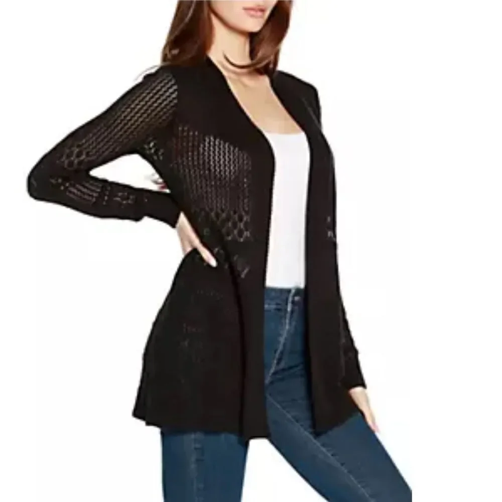 41 Hawthorn‎ Etelan Variegated Pointelle Cardigan Size 3X Black Stitch Fix NWT